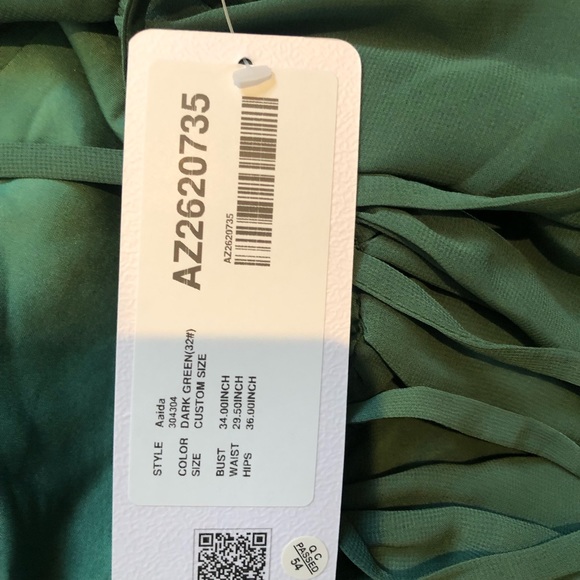 NWT: BRAND NEW w tags Azazie "dark green" Aaida Style dress - Picture 3 of 10